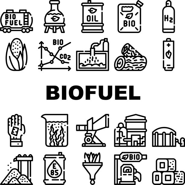 生物燃料绿色能源收集图标集图片下载