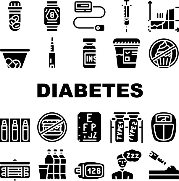 糖尿病疾病治疗收集图标集图片下载