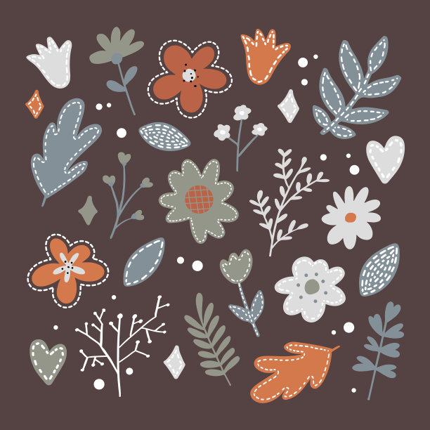 设置扁平的春天花图标剪影图片下载