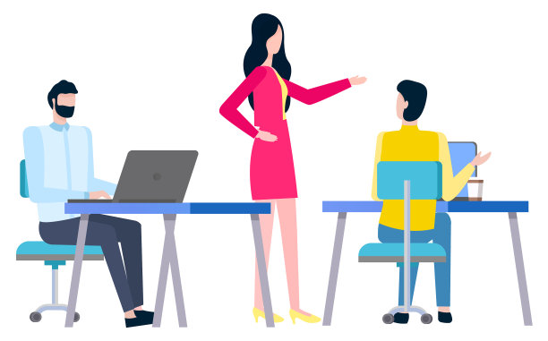 老板女商人坐在电脑前图片下载