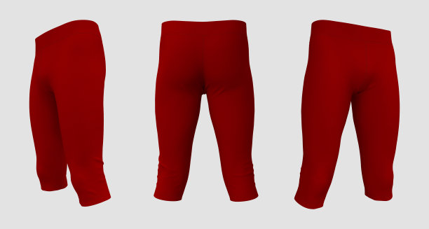 空白裤子模型，正面，背面和侧面视图。运动裤。图片下载