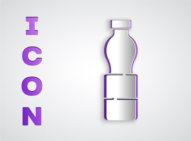 剪纸瓶水图标孤立在灰色图片下载