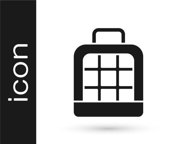 灰色宠物手提箱图标孤立在白色图片下载