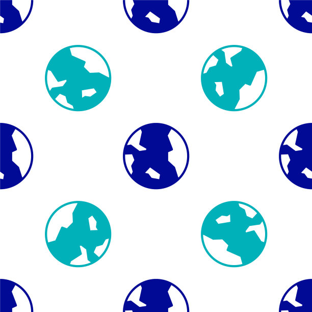 蓝色地球地球仪图标隔离无缝模式上图片下载