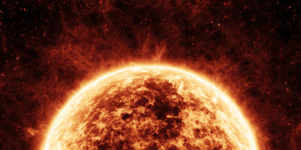 星空背景上的一颗红星。图片下载