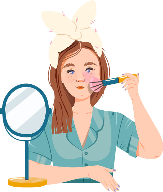 长雀斑的女孩用发带给脸颊涂颜色图片下载