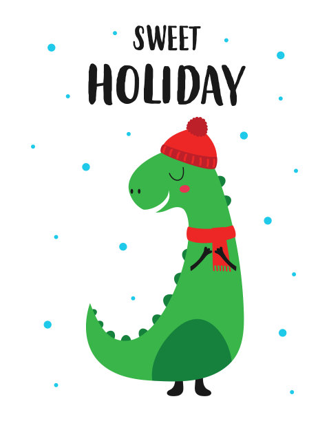 可爱的恐龙节日卡片图片下载