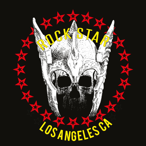 骷髅头，白色翅膀，上面有一圈红星图片下载