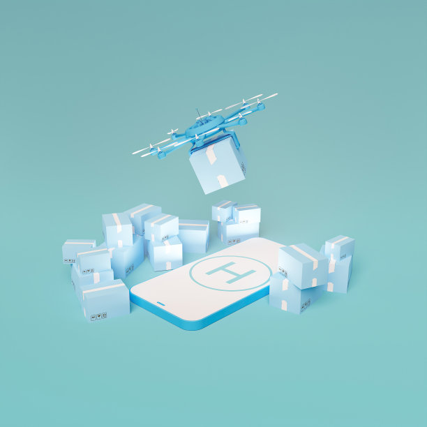 无人机从智能手机起飞，未来派递服务概念图片下载