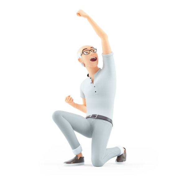 3d男子在赢家的姿势图片下载