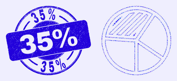蓝色垃圾摇滚35%邮票和饼图马赛克图片下载