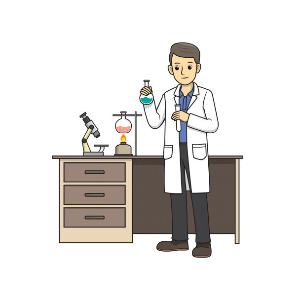 矢量插图的科学家孤立在白色的背景。工作和职业概念。卡通人物。教育和学校儿童涂色页，可打印，活动，工作表，抽认卡。图片下载