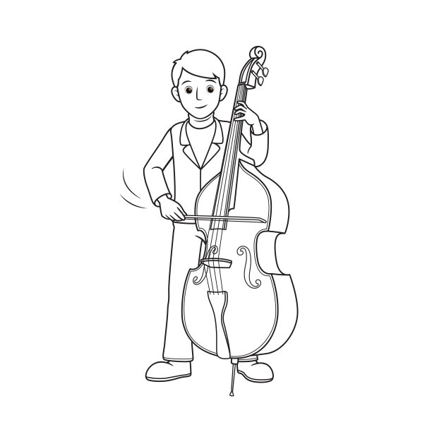 向量插图音乐家孤立在白色的背景。工作和职业概念。卡通人物。教育和学校儿童涂色页，可打印，活动，工作表，抽认卡。图片下载