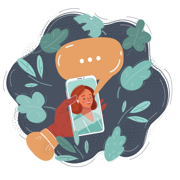 矢量插画的女性专业视频博主或博主直播，教程视频在智能手机上。图片下载