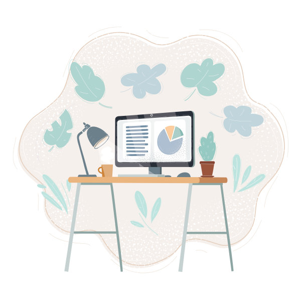 矢量插图的办公室工作场所。带显示器的工作台图片下载