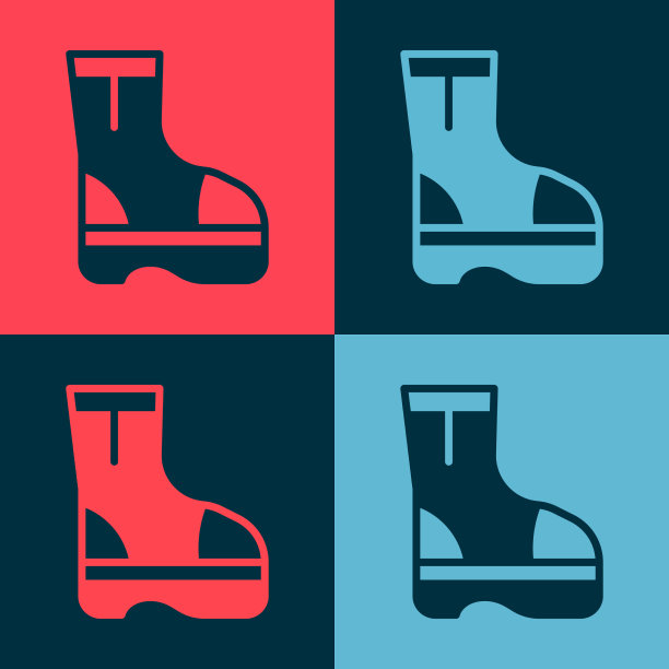 波普艺术火靴图标孤立的颜色图片下载