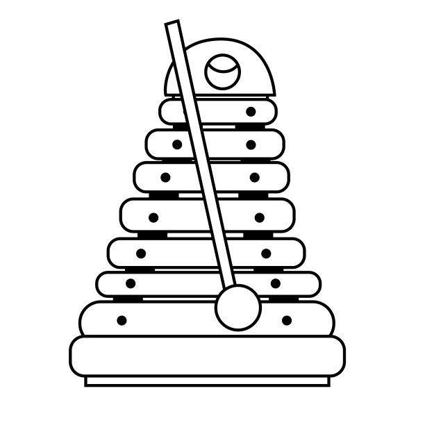 玩具木琴涂鸦孤立的白色背景。儿童乐器。儿童音乐表演，乐器打击乐。矢量图手绘图片下载