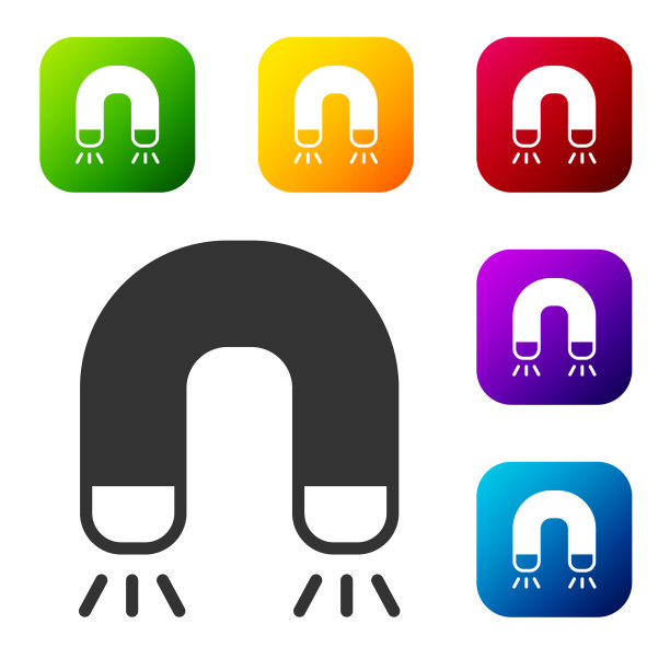 黑色磁铁图标孤立在白色背景图片下载