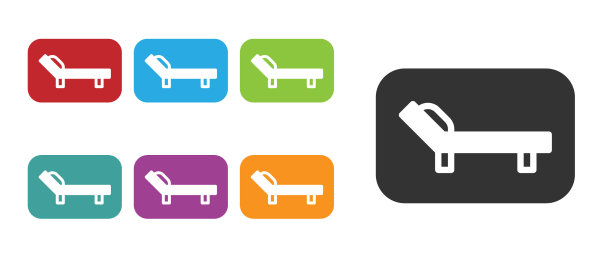 黑色日光浴床图标孤立在白色背景图片下载