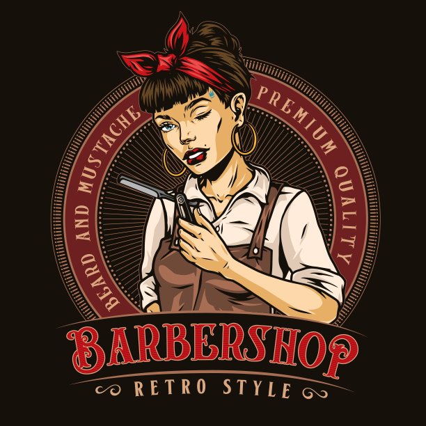 理发店复古多彩的设计图片下载