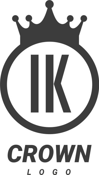 Ik字母标志设计为圆形皇冠图片下载