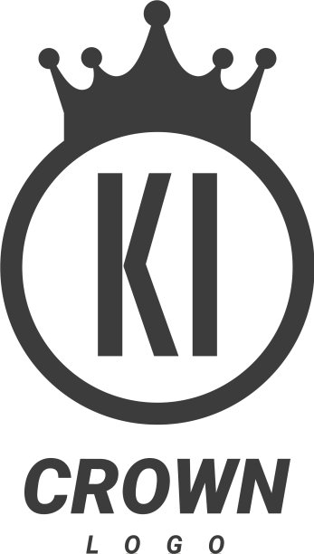 Ki字母标志设计为圆形皇冠图片下载