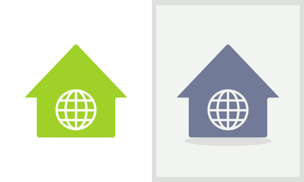 全球之家标识设计。家标志与世界地图概念矢量。地球仪和家居标志设计图片下载
