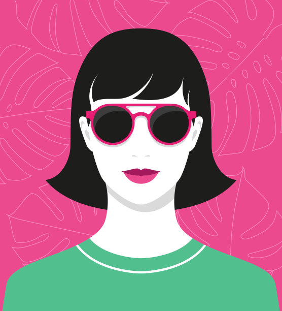 带着紫色太阳镜的微笑女人图片下载