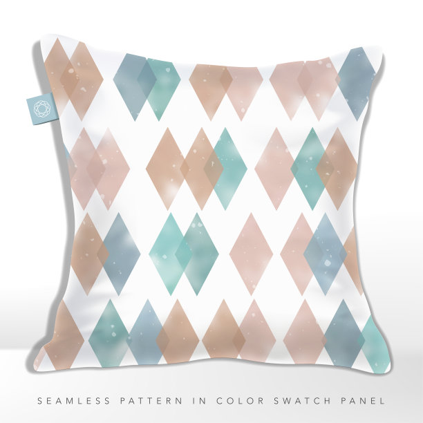 矢量无缝彩色钻石或方格图案，复古和水彩效果图片下载