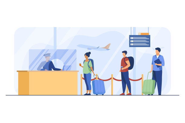 排队等候登机的旅客图片下载