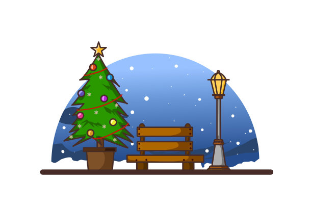 街道气氛在平安夜与灯柱图片下载