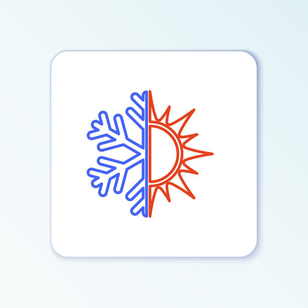 线条冷热象征太阳和雪花象征图片下载