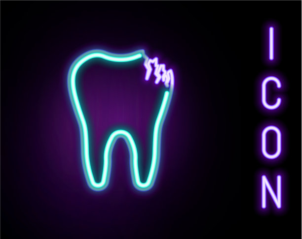 发光霓虹线断齿图标孤立上图片下载