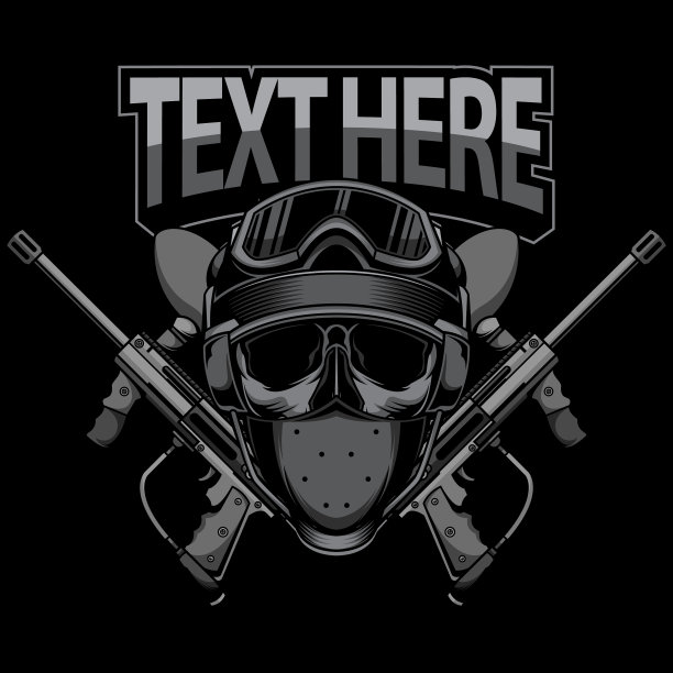 彩弹射击头骨标志图片下载