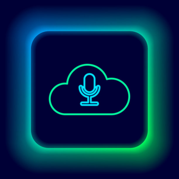 发光的霓虹线音乐流媒体服务图标图片下载