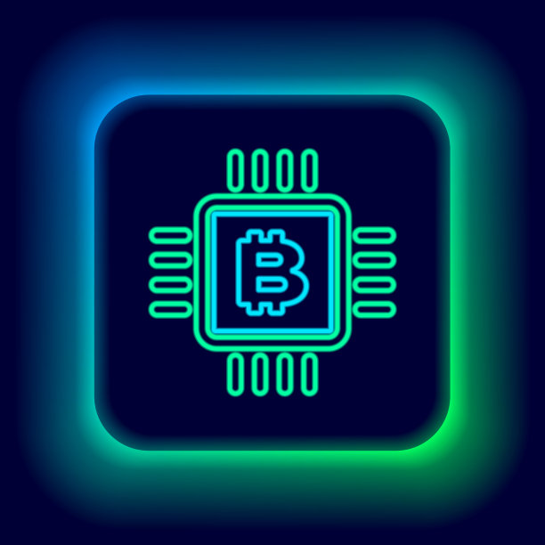 发光的霓虹灯线CPU采矿农场图标隔离图片下载