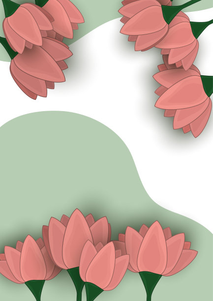 插图与程式化的百合花。波浪背景上的花卉图案。时髦颜色的纺织品样本。图片下载