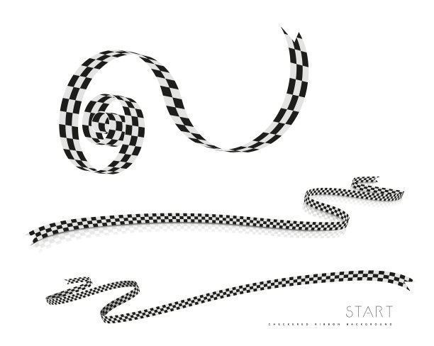 方格赛车旗，丝带。白色矢量图图片下载
