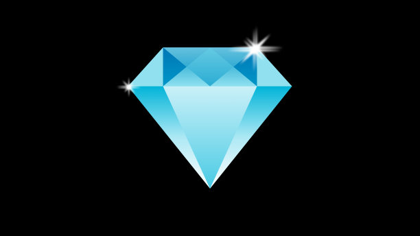 蓝色钻石在黑色背景上闪耀。图片下载