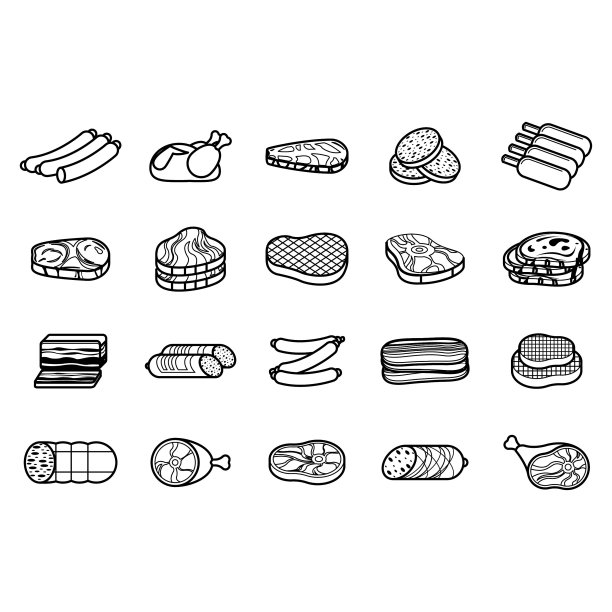 集抽象涂鸦收集肉标志矢量符号图标设计风格图片下载