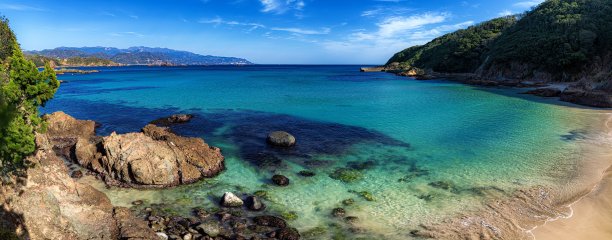 日本静冈县久居海岸全景海景图片下载