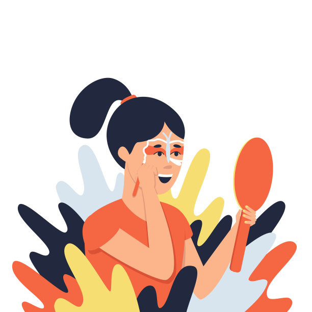 女孩在脸上涂彩绘图片下载