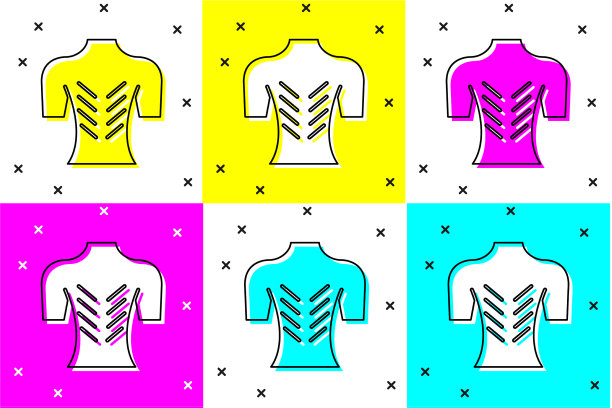 设置按摩图标孤立的颜色背景图片下载