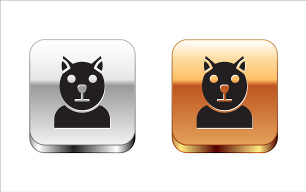 黑猫图标孤立的白色背景图片下载