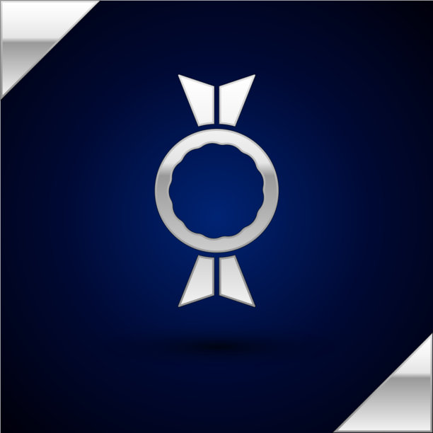 银色糖果图标孤立在深蓝色的背景图片下载