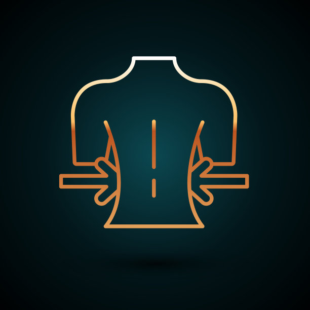 金色线按摩图标孤立在深蓝色图片下载