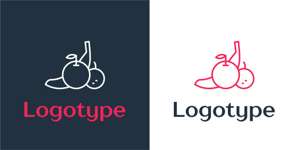 标志型线水果图标孤立在白色图片下载