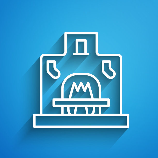 白色线内壁炉图标孤立图片下载