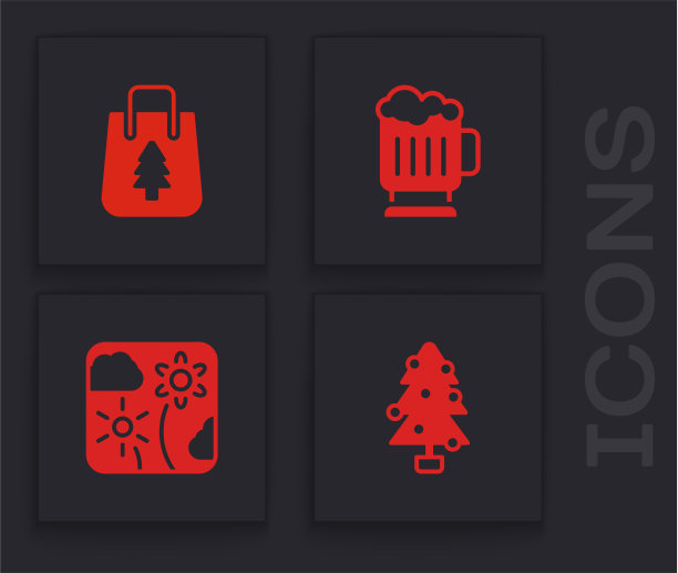 圣诞树购物袋木制啤酒杯图片下载