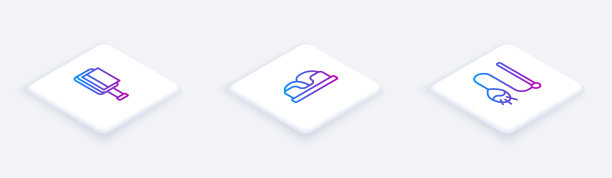 为狗和猫设置等距线毛刷图片下载